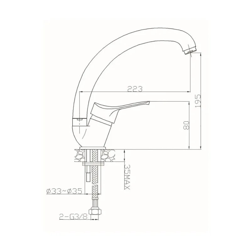 Rubinetto cucina SEI oro con attacchi 3/8"