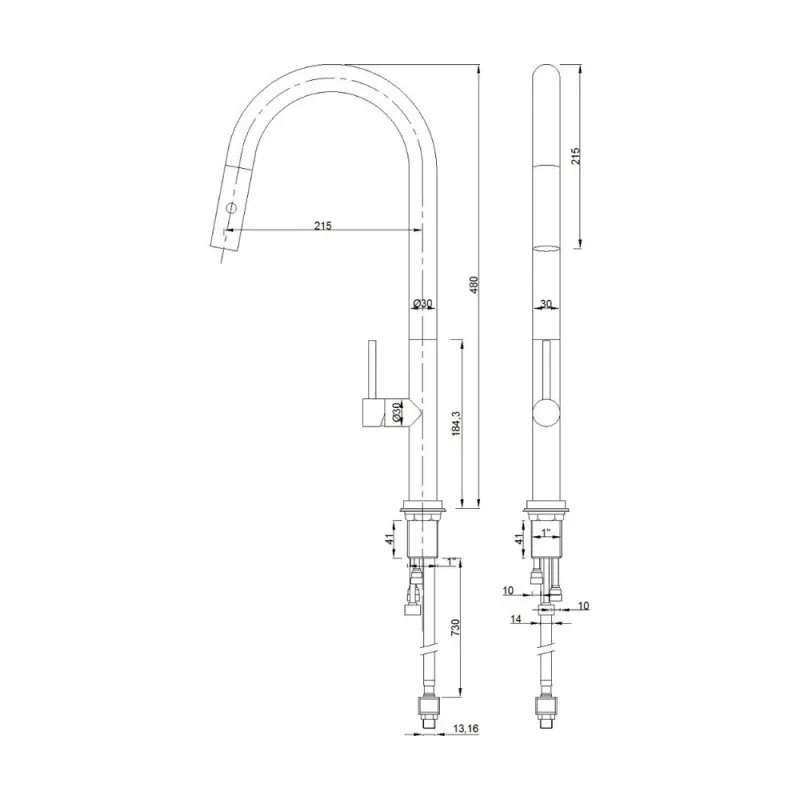 Rubinetto cucina satinato con sistema ECO FLOW