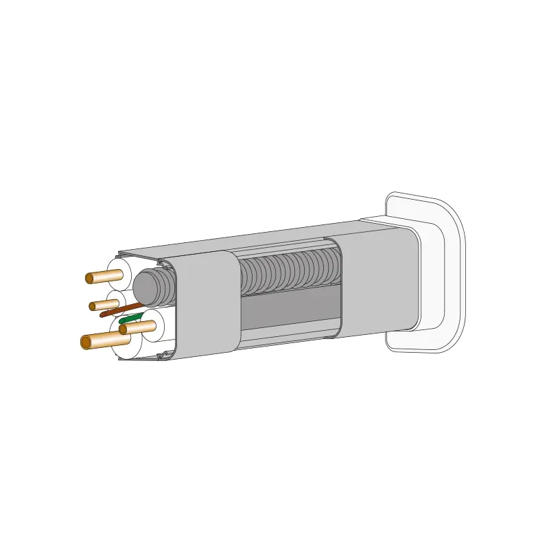 Dettaglio tecnico passaggio a muro canalina 65x50 e 90x65 mm