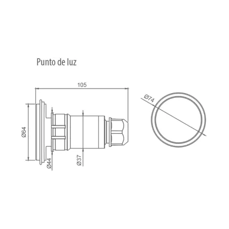 Dettaglio lampada LED 3,5 W per piscina con cavo 2,5 metri